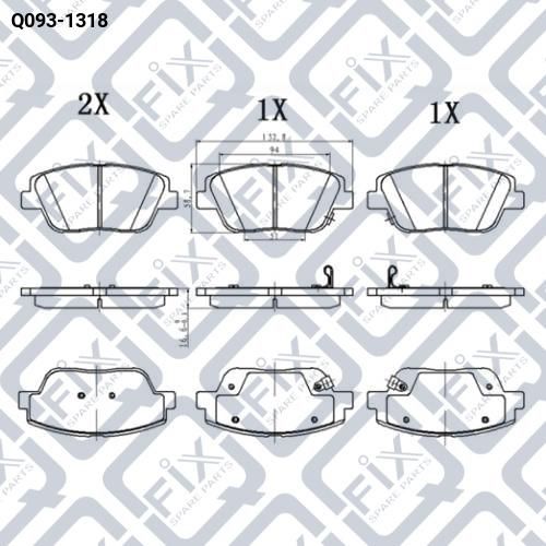 Колодки гальмівні передні (132.8x60x17) Q093-1318